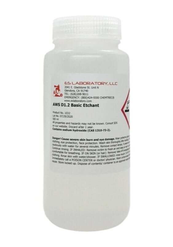 AWS D1.2 Basic Etchant, 500 mL