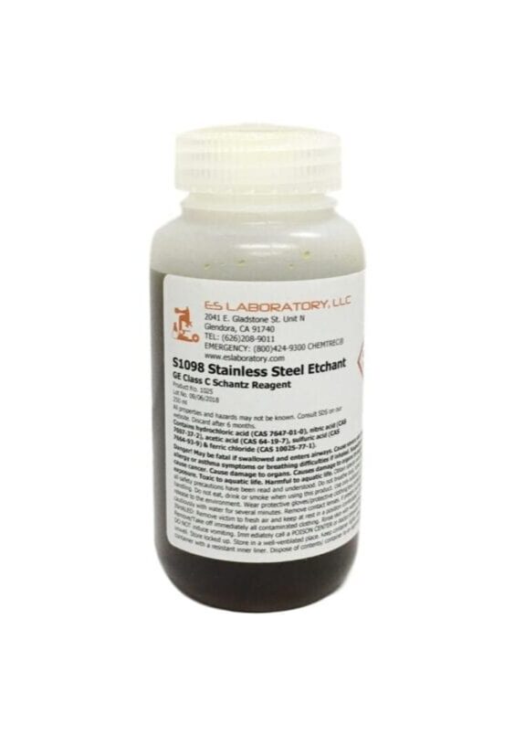 S1098 Stainless Steel Etchant, GE Class C Schantz Reagent, 250 mL